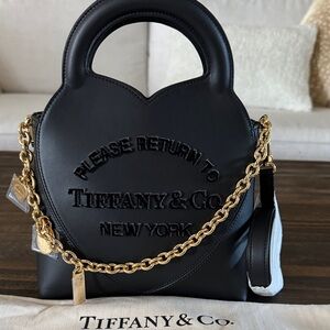 Tiffany & Co. Black Crossbody Bag with Gold Chain VIRAL